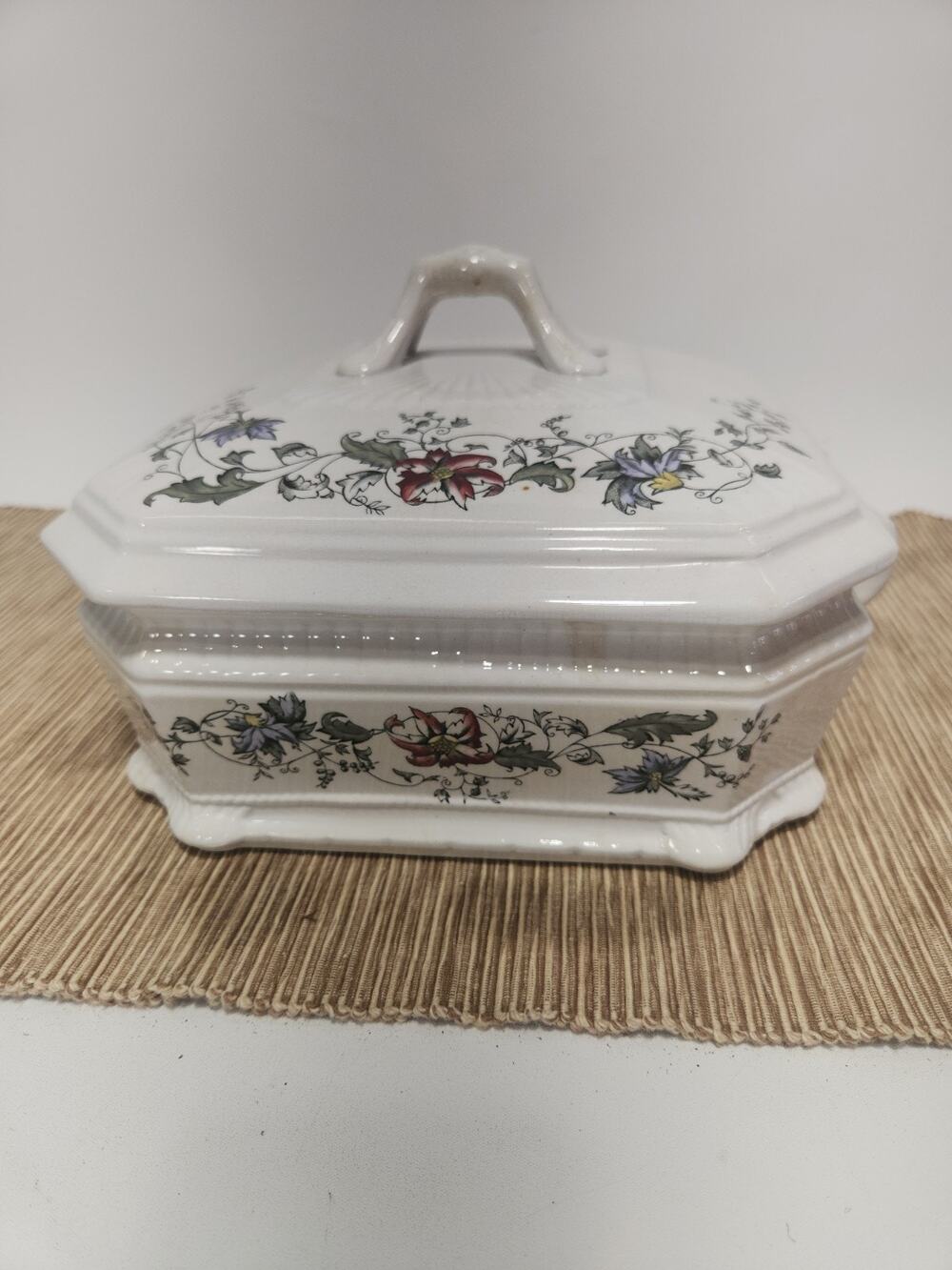 Antique T.G. & F.B. Parisian Granite Tulare Covered Vegetable Tureen England